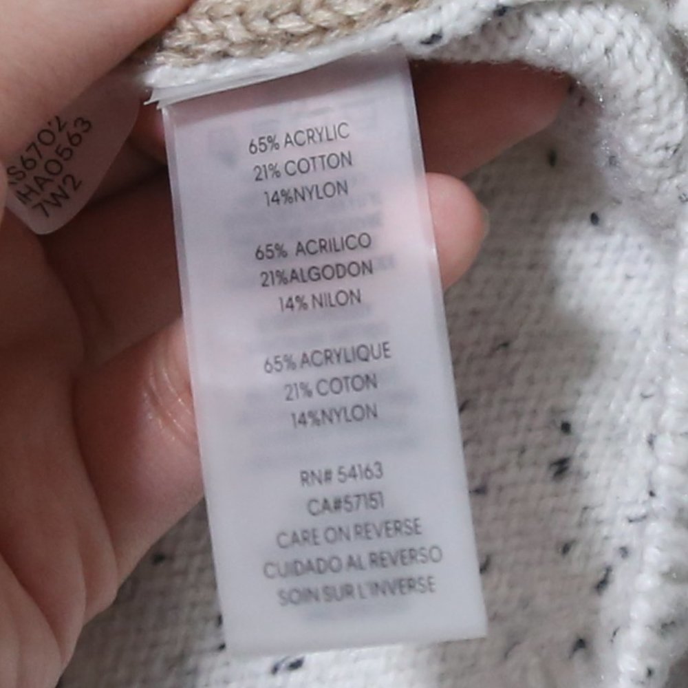 CALVIN KLEIN Acrylic Blend White Mixed Stitch Colorblocked Cowlneck Sweater - Picture 6 of 12